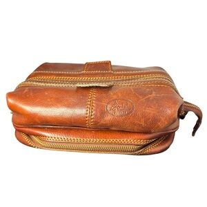 LA CUOIERIA FIRENZE Italy Leather brown toiletries bag travel cosmetic case YKK